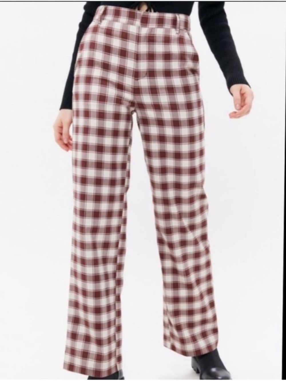 Urban Outfitters Plaid Dress Pants - Brown & Cream